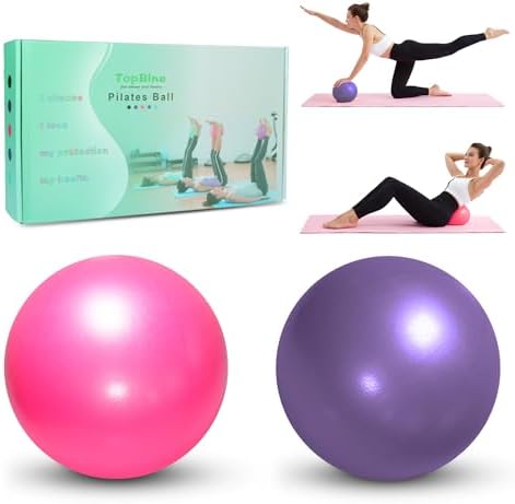 2 Pcs Pilates Ball 23cm Small Exercise Ball Stability Ball for Yoga Barre Core Training and Physical Therapy- Comes with Inflatable Straw