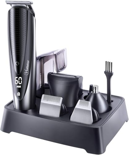 Hatteker Mens Beard Trimmer Grooming kit Hair Trimmer Mustache Trimmer Body Groomer for Nose Ear Facial Hair Cordless Waterproof 5 in 1