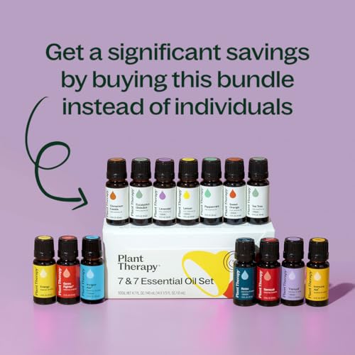 Plant Therapy 7 & 7 Essential Oils Set, Each 10 mL (1/3 oz) | 7 Most Popular Single Essential Oils Plus 7 Favorite Blends, Pure & Undiluted