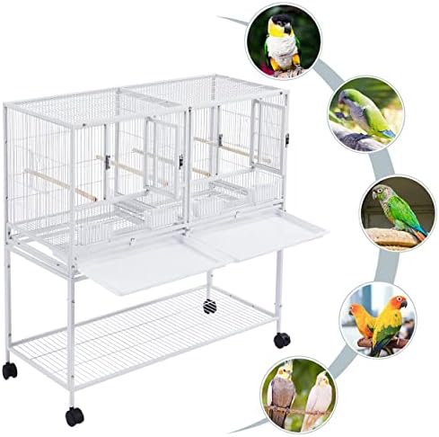 Yaheetech 41.5" Stackable Divided Breeder Breeding Parakeet Bird Cage for Canaries Cockatiels Lovebirds Finches Budgies Small Parrots with Rolling