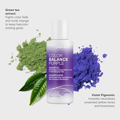 Joico Color Balance Purple Shampoo | For Cool Blonde or Gray Hair | Eliminate Brassy Yellow Tones | Boost Color Vibrancy & Shine | UV Protection