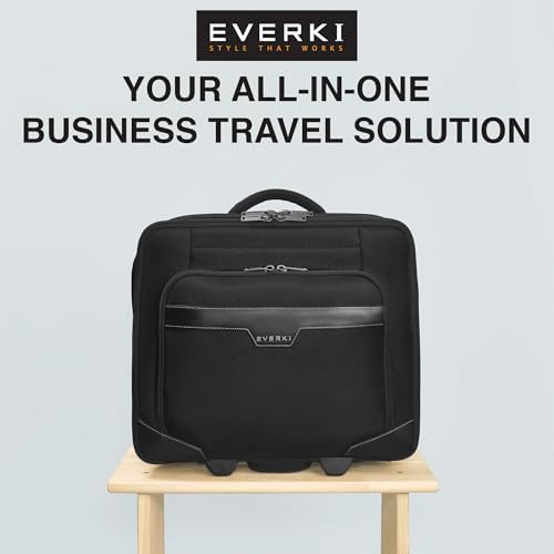 EVERKI Journey Rolling Laptop Briefcase for Men & Women, Black - 27L | Ballistic Nylon, Carry On Luggage w/ Wheels, Business & Travel - Friendly