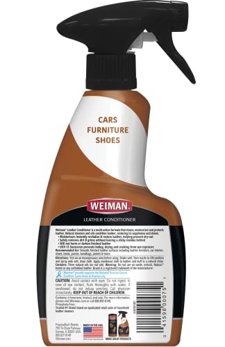 Weiman Leather Cleaner & Conditioner - 12 Fl Oz - Non Toxic Cleans Conditions and Restores Leather Surfaces - UV Protectants Help Prevent Cracking
