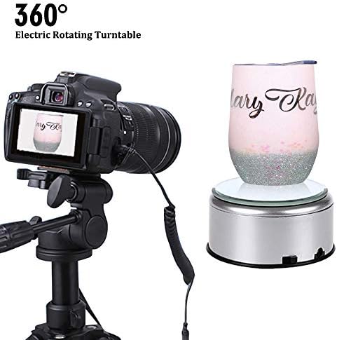 USLINSKY Cup Display Stand Turner For Epoxy Glitter Tumblers, Battery / USB Operated 360 Degree Rotating Display Base Turntable