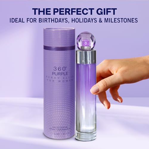 Perry Ellis 360° Purple Eau De Parfum Spray for Women, 1.7 Fl Oz (50 mL) | Perfume for Women, Fruity & Floral Fragrance, EDT, Designer Scent for Her