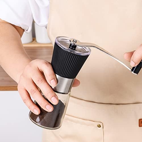 PARACITY Manual Coffee Grinder, Ceramic Burr, 2 Glass Jars, 11oz per Jar