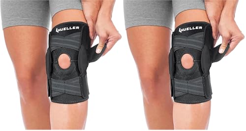 MUELLER Sports Medicine Self Adjusting Hinged Knee Brace for Men and Women, Knee Stabilizer for Compression and Pain Relief Support, Ideal for Arthritis, Sprains, Black, One Size