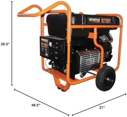 Generac 5735 GP17500E 17500-Watt Gas-Powered Portable Generator - Electric Start for Convenience - Durable Design and Reliable Power for Emergencies