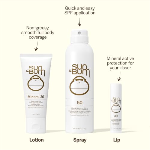 Sun Bum Mineral SPF 30 Sunscreen Body Spray - 6 oz | Broad Spectrum Moisturizing Sunscreen, for Sensative Skin, Vitamin E, Hawaii 104 Act Compliant (No Octinoxate & Oxybenzone)