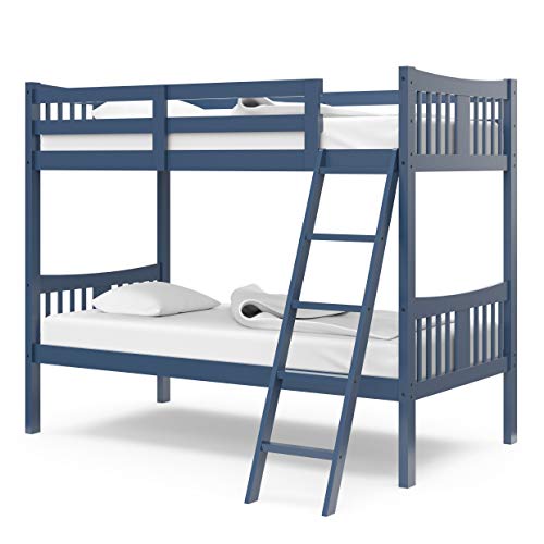 Storkcraft Caribou Twin-Over-Twin Bunk Bed, Navy | GREENGUARD Gold Certified, Wood Twin Bunk Beds for Kids Bedroom, Converts to 2 Individual Twin Beds, No Box Spring Required