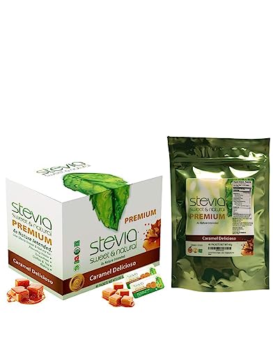 Caramel Delicioso Organic Stevia Powder. All-Natural Sweetener, Sugar Substitute Highly Concentrated & Pure Extract Stevia. 0 Calorie