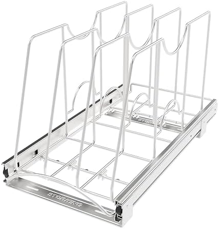 Pull Out Cookie Sheet Organizer, 11" W x 22" D x 11.8" H, Chrome