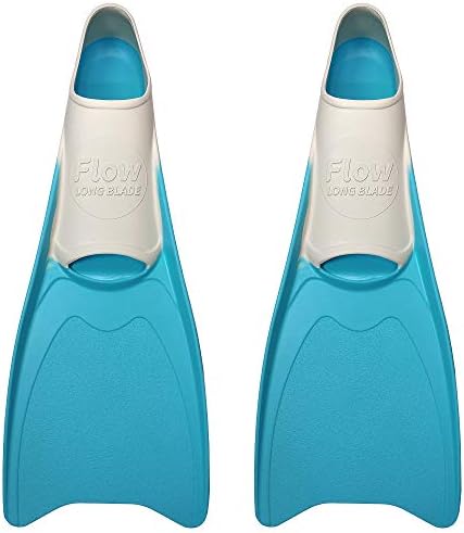 Flow Premium Rubber Long Fins for Swim and Lap Training - Youth Sizes for Kids, Young Men, and Women