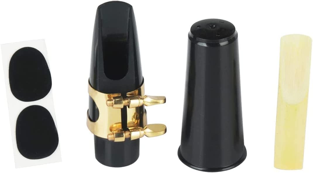 20 Pieces Alto Sax Mouthpiece Kit Saxophone Mouthpiece with Brass Ligature Plastic Cap 2.5 Reed and Cushions Pads