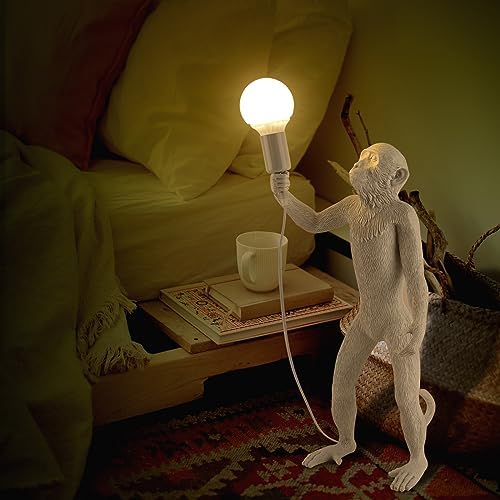 Modern Resin Standing Monkey Table Lamp, Desk Lamp, Animal Lamp, Bedside LED Light for Home Decor, Living Room, Bedroom, Home Office