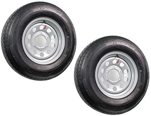 eCustomrim 2 Pack Radial Trailer Tire Rim Assembly ST225/75R15 6 Lug Silver | 15 Inch 6 Lug On 5.5 Inch Center Wheel
