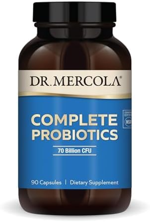 Dr. Mercola Complete Probiotics - 70 Billion CFU - Supports Immune, Digestive & Gut Health - Features 10 Strains - Shelf Stable - GMO-Free, Gluten-Free & Soy-Free - 90 Capsules (90 Servings)
