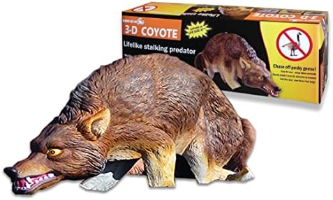 Bird-X 3D Coyote Decoy, Lifelike Predator Replica, Coyote Decoy with Moving Tail and Realistic Markings, Easy to Install, Covers up to 1 Acre of Land