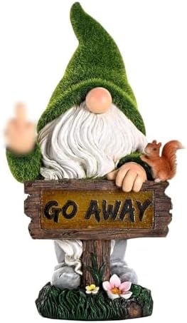 ASAWASA Gnomes Decorations for Yard with Solar LED Light,Large Outdoor Funny Garden Lawn Gnome Decor(Tall 10 Inches)