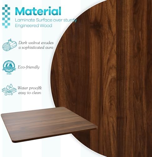 Universal Table Top 36 x 36 inches Squre Pack of 2, Reversible Melamine Countertop Only, Home or Commercial Indoor Use, Dark Walnut