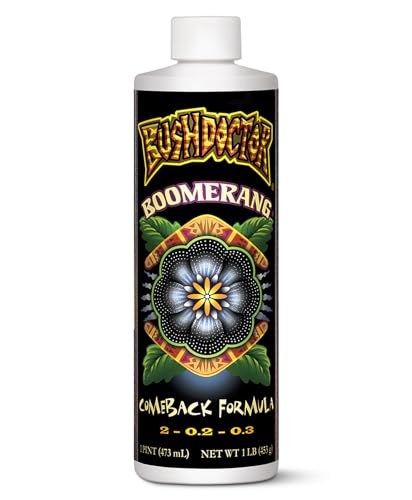 FoxFarm Bush Doctor Boomerang - 2-0.2-0.3 Comeback Formula - Microbial-Based Liquid Plant Fertilizer for Root Zone Support, Immediate Nutrient Uptake - Helps Plants Recover from Abiotic Stress-1 Pint