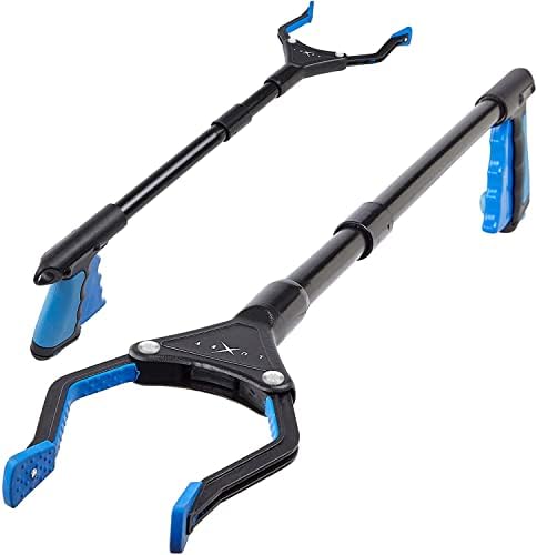 Grabber Reacher Tool - Latest Version Luxet 19 Inch Long Steel Foldable Pick Up Stick - Strong Grip Magnetic Tip - Heavy Duty Trash Picker Claw Reacher Grabber Tool for Elderly Wheelchair Mobility Aid