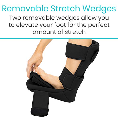 Vive Plantar Fasciitis Night Splint Plus Trigger Point Stretch Wedges | Soft Leg Brace Support, Orthopedic Sleeping Immobilizer Stretch Boot (Large: Men's: 8.5-11, Women's: 10-12)