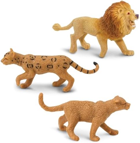Safari Ltd. Big Cats TOOB - 9 Mini Figurines Including Lion, Tiger, White Tiger, Jaguar, Black Jaguar, Mountain Lion, Cheetah, Leopard