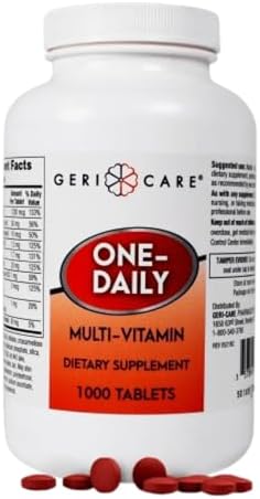 GeriCare One-Daily Multi-Vitamin Tablet, 100 Count Adult Multivitamin Supplement | Easy-to-Take Dietary Supplement with Vitamins A, C, D3, B, Calcium| Vitamin & Mineral Complex (2 Pack)