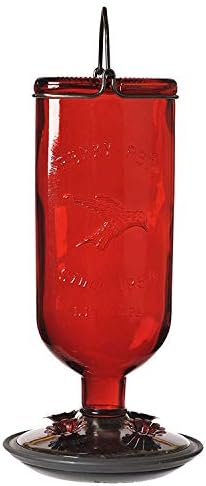 Perky-Pet 8109-2 Antique Glass Bottle Hummingbird Feeder-16-Ounce Capacity, Red (Pack of 2)