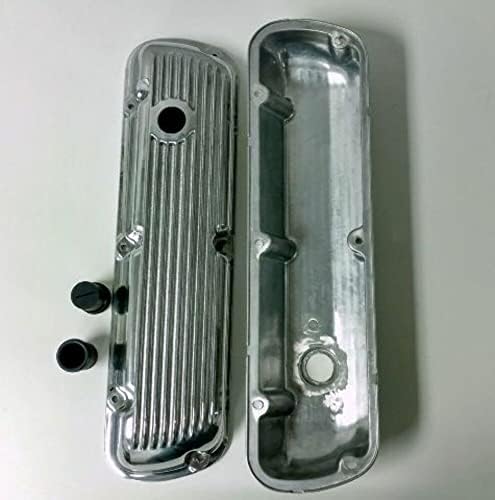 Finned Aluminum Valve Cover W/Breather Kit, Compatible with SBF V8 260 289 302 351W