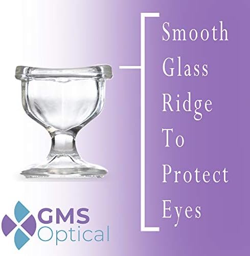 Glass Eye Wash Cup - Soothing Relief from Allergens, Irritants, Makeup, Dust, Dry Eyes and More - Use With Distilled Water or Saline (10 mL Volume)