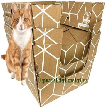 Cats Desire 3 - Pack Tallest Disposable Litter Boxes 8.5" Tall Tray - 17" Tall Enclosed High Sided Extra Large Cat Litter Tray Patented Made in USA