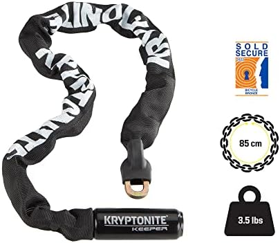 Kryptonite Keeper 785 Bike Chain Lock, 2.8 ft Heavy Duty Anti-Theft Lock | 7mm Manganese Steel Links, 85cm Length, Disc-Style Cylinder, Nylon Sleeve for Motorcycle, Scooter, Gate, Fence