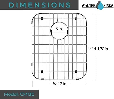 2 Pack Stainless Steel Sink Grid 14.125 x 12 in Rear Drain Hole