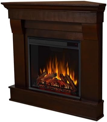 Real Flame Chateau 41" Corner Electric Fireplace with Mantel for Living Room or Bedroom, Replaceable Fireplace Insert Heater, Realistic Log and Flame Effect, Remote Control, Timer.