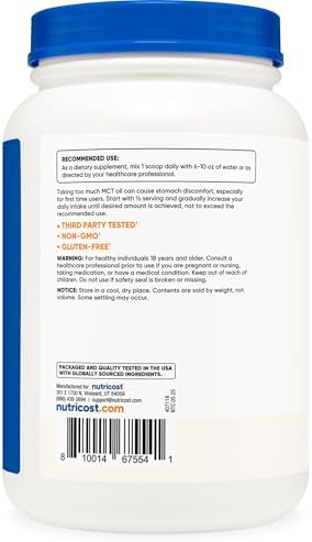Nutricost C8 MCT Oil Powder 1LB (16.2oz) - 95% C8 MCT Oil Powder
