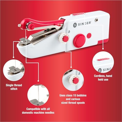 SINGER Stitch Sew Quick™ Portable Handheld Cordless Mending Machine | Cordless handheld mending machine for fast repairs on curtains