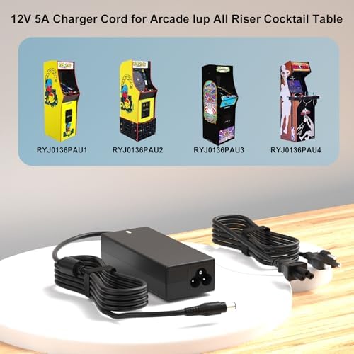 LQM 12V AC Power Adapter for Arcade1Up Game Machine Arcade 1up All Riser | Cocktail Table RYJ0136PAU0 RYJ0136PAU1 RYJ0136PAU2 Series with