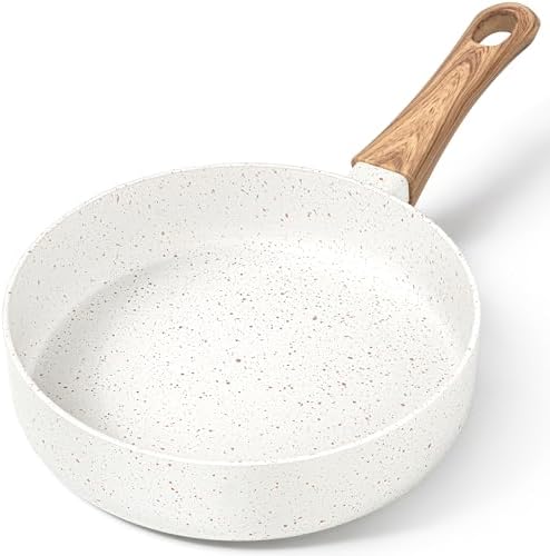 MICHELANGELO 8 Inch Nonstick Frying Pan with Lid, Non Stick Small Frying Pan with Non-Toxic Coating, Non-Stick Skillet with Ergonomic Handle