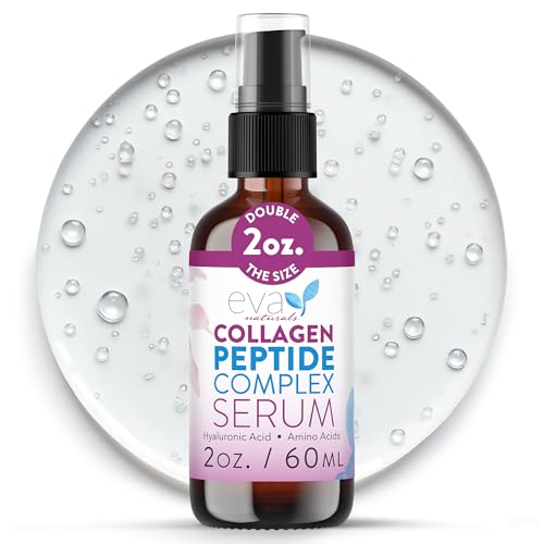 Eva Naturals Collagen Peptide Serum, Hyaluronic Acid, Fine Lines, 2 oz | Firming, hydrating, wrinkle reducer, anti-aging, for women & men, for face