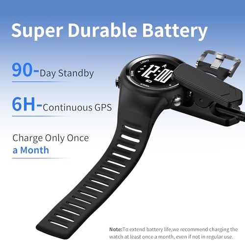 EZON GPS Running Watch with Speed Distance Pace Alarm and Calorie Counter and Stopwatch for Men T031 Black