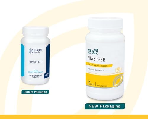 SFI Health Klaire Labs Niacin-SR, 100 Scored Tablets | 500 Milligrams Sustained Release Essential Vitamin B3 to Help Avoid Flush