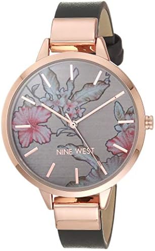 Nine West Women's Floral Dial Smooth Strap Watch