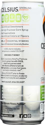 CELSIUS Sparkling Peach Vibe, Functional Essential Energy Drink 12 Fl Oz (Pack of 4)