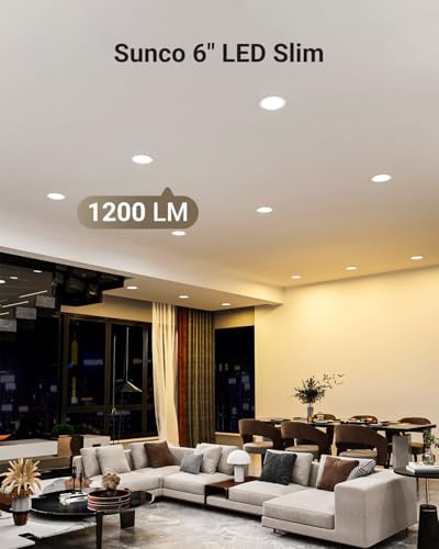 Sunco 4 Pack 6 Inch Canless LED Ultra-Slim Recessed Light, 5CCT, 14W=100W