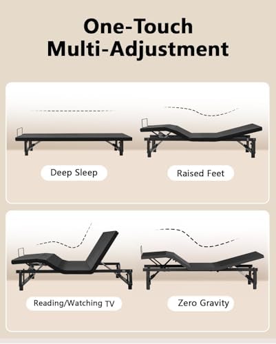 Mixcous King Adjustable Bed Frame with Zero Gravity Heavy Duty 750 lbs | Zero Gravity Anti-Snore Mode, Head & Foot Incline, Wireless Remote Control, Easy Assembly, Heavy Duty Frame