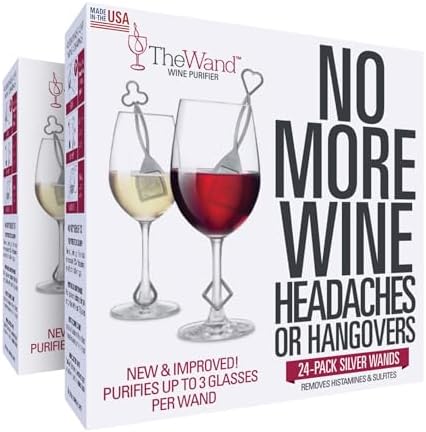 PureWine The Wand Wine Purifier, Removes Histamines & Sulfites - 8 Wands | Wine Wand Filters Before You Drink; Remove Sulfites & Histamines; Helps Wine Allergies & Headaches. Purifies 3 glasses/wand