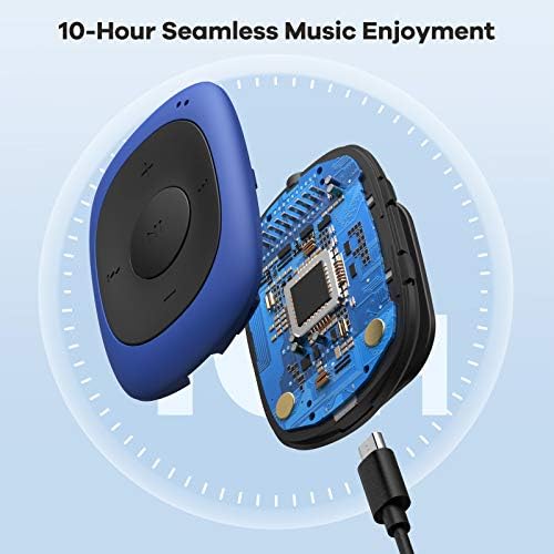 AGPTEK G02 8GB Clip MP3 Player with FM Shuffle & Sweatproof Silicone Case | Screen-Free Portable Music Player, No Bluetooth, Simple for Sports, Running & Walking