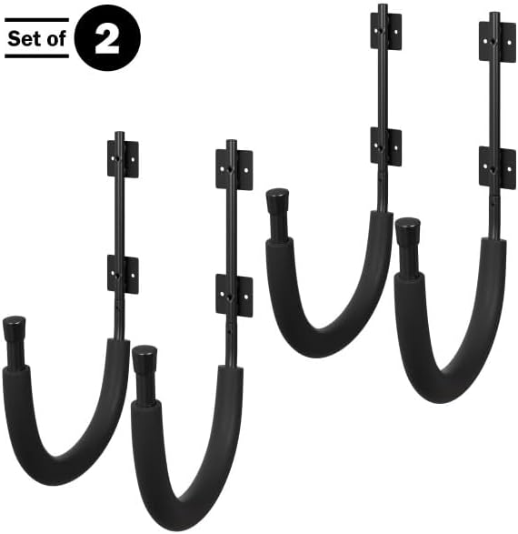2-Pack of Kayak Storage Hook Sets - Kayak Wall Mount Hangers with 100lb Capacity Per Pair for Paddleboards, Surfboards,